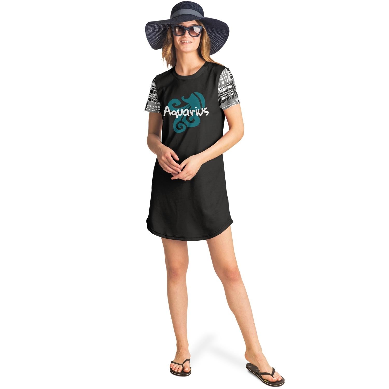 Aquarius Zodiac Sign Tee Dress | Supernatural Mindset