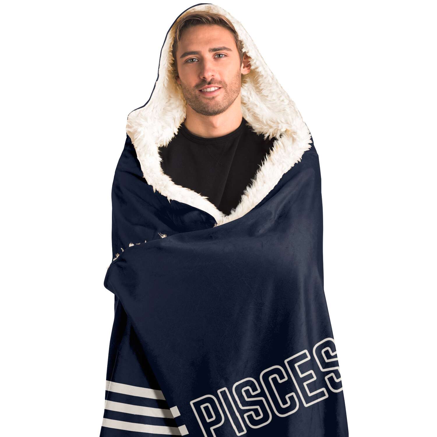 Man model with Pisces - Hooded Blanket from Supernatural Mindset online store.