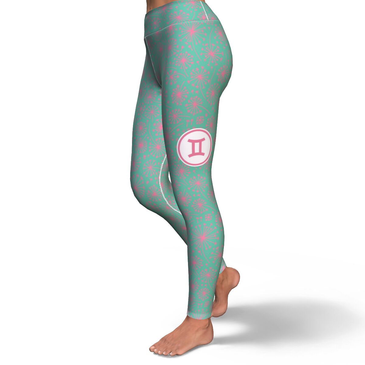 Left view of quirky and comfortable Gemini Funky - High Waisted Yoga Pants.